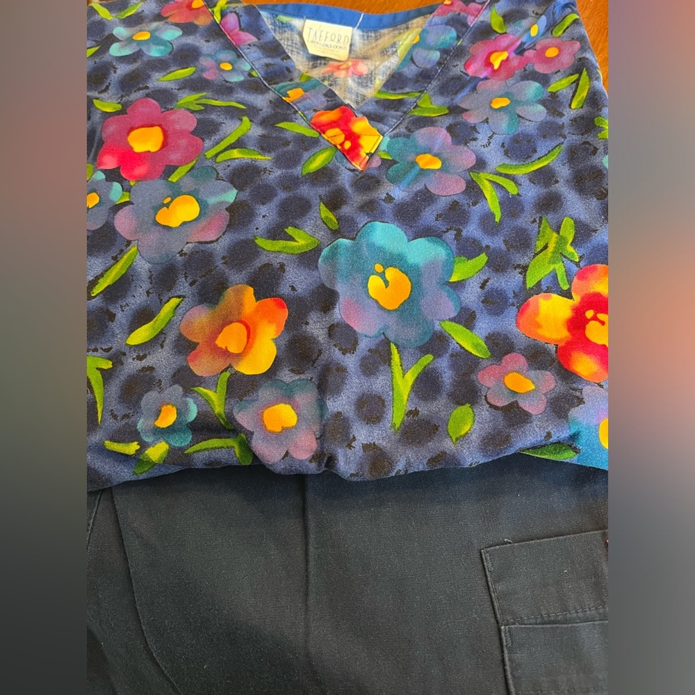 Blue Floral Scrub Set